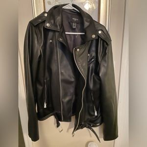 Black medium leather jacket